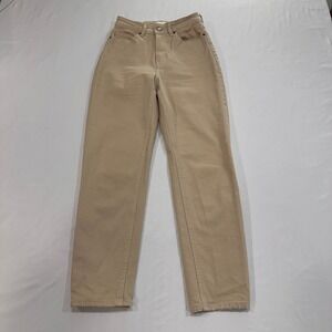 H&M High Waisted Mom Jeans Women Size 2 Tan Beige Straight Leg Neutral